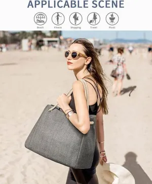 Functionele dameshandtas met stijl – Beach Bag for Women, Large Beach Bag with Zipper, XXL Beach