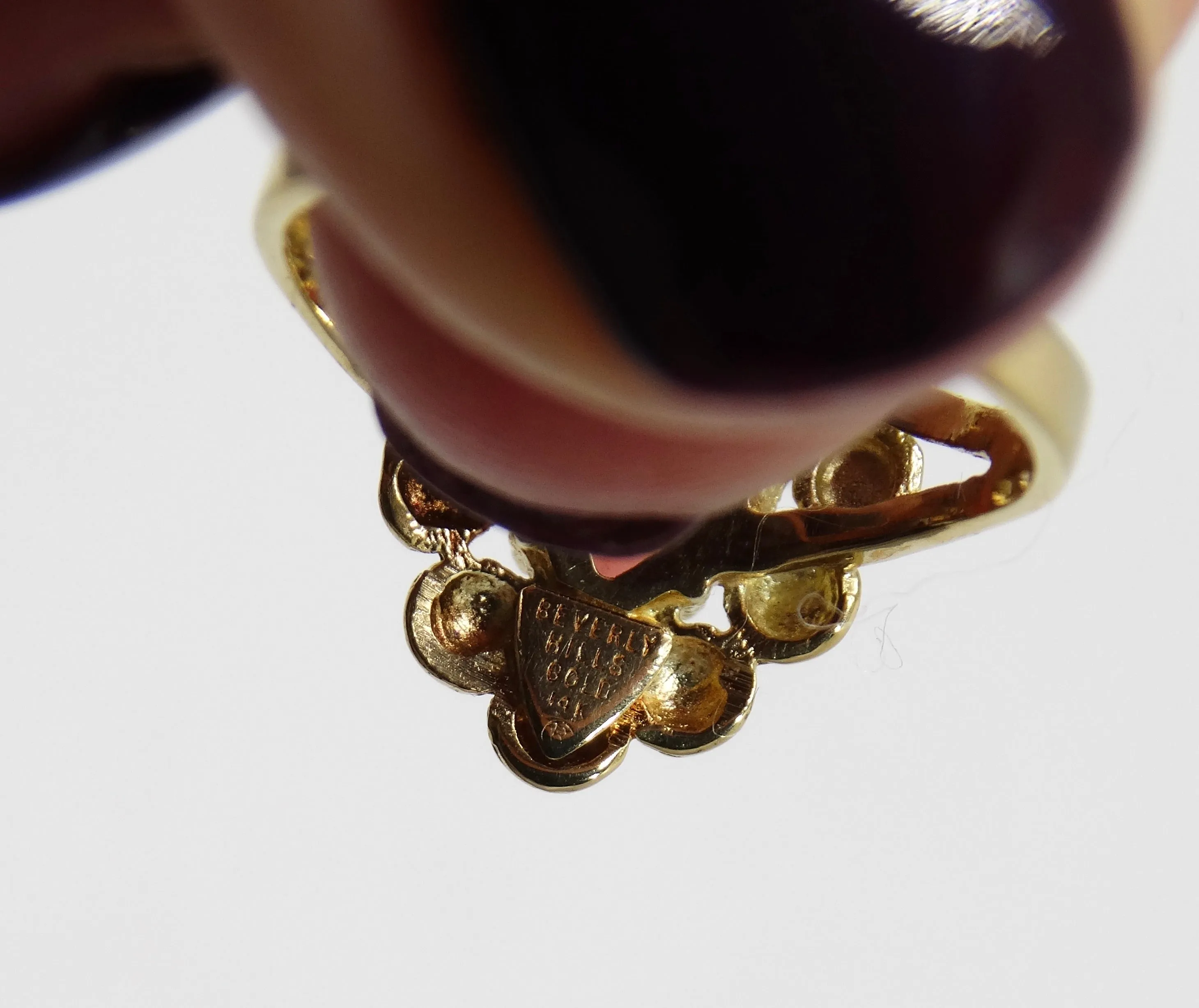 Garnet Marquise Cut and 14k Gold Ornate Ring