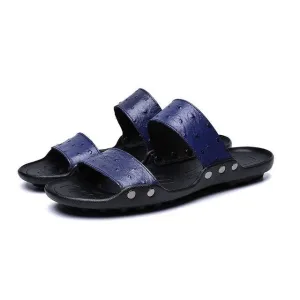 Genuine Cow LeatherCasual Men Sandals Summer Tide Mens Slippers Rivet British Man Beach Sandals