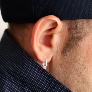 Geometric Hoop Earring for men - Single Sterling silver Earrings - Sport / Elegant Style