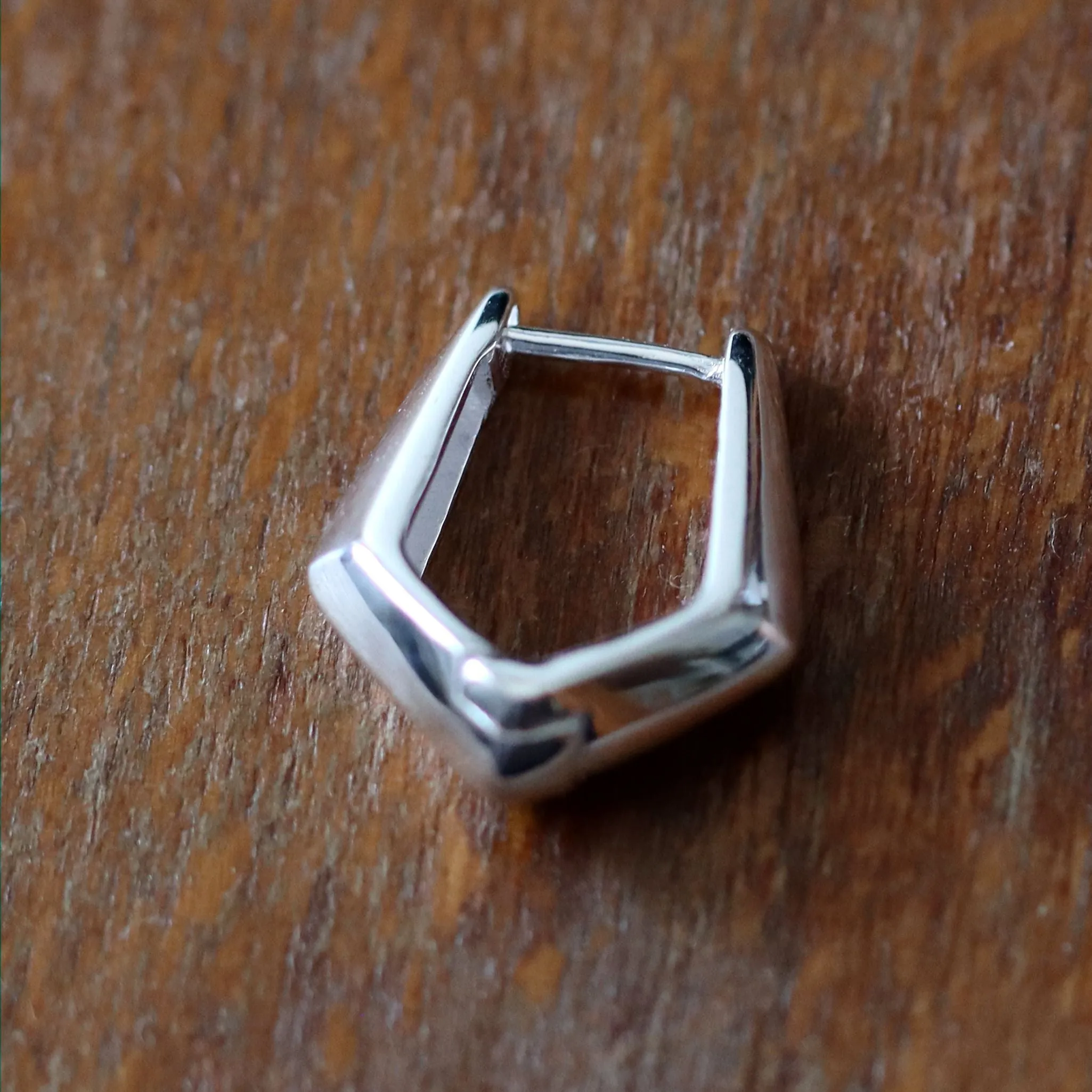 Geometric Hoop Earring for men - Single Sterling silver Earrings - Sport / Elegant Style