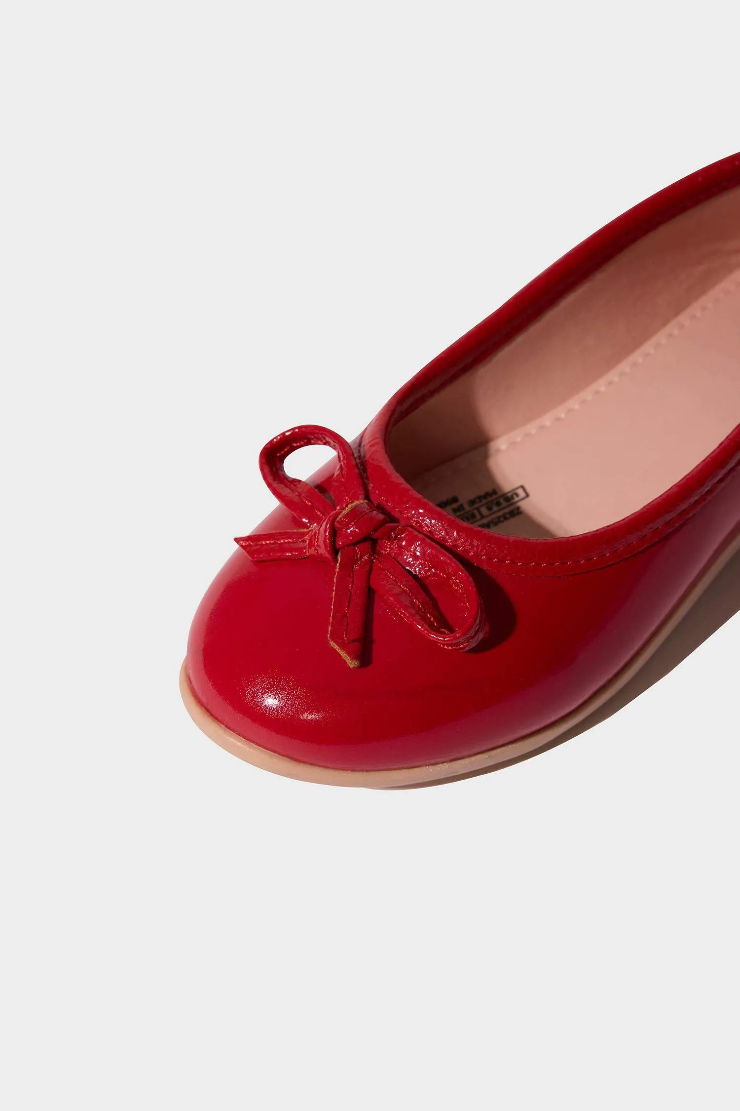 Girl Red Faux Leather Ballerina Flat Shoes