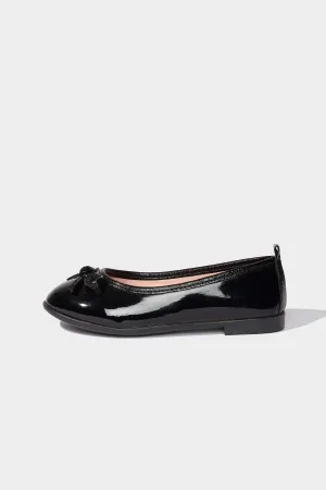 Girl Red Faux Leather Ballerina Flat Shoes