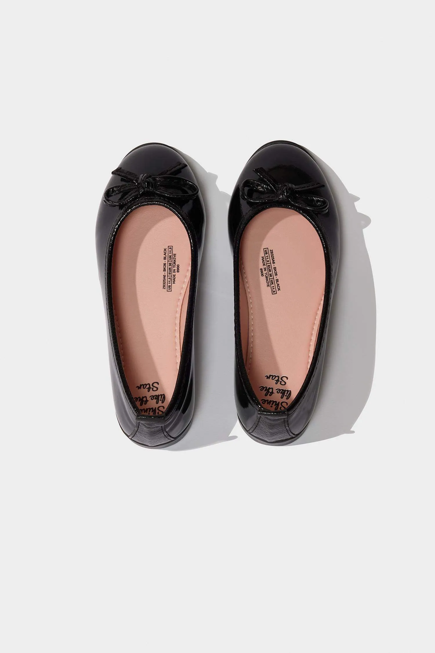 Girl Red Faux Leather Ballerina Flat Shoes
