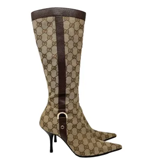 Gucci Brown Monogram Tall Boots