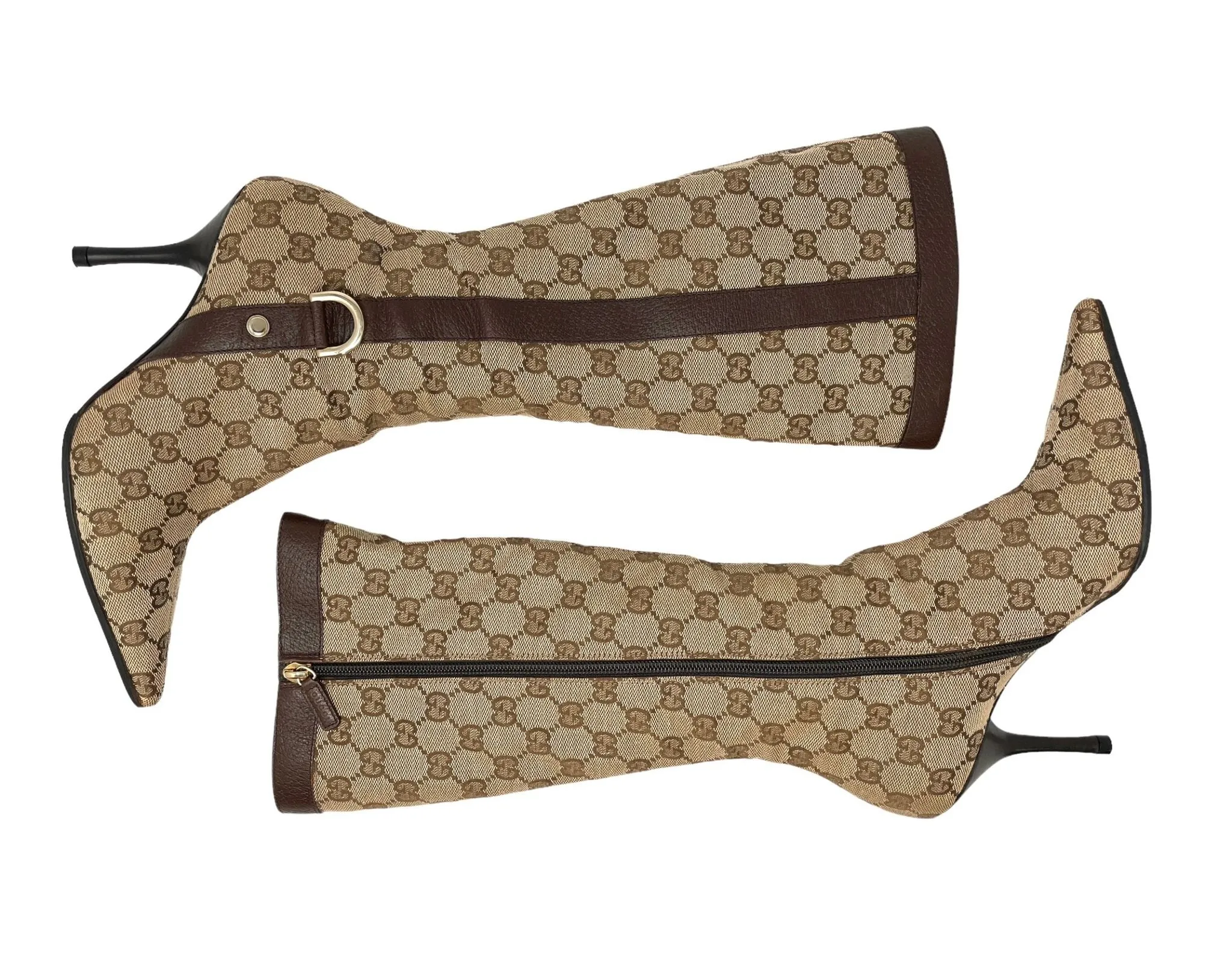 Gucci Brown Monogram Tall Boots