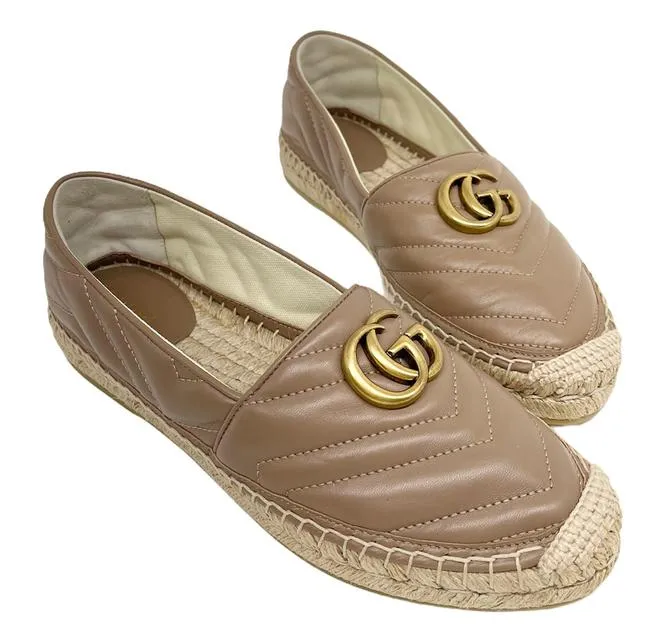 Gucci GG Marmont Matelassé Chevron Espadrilles in Rose Pink