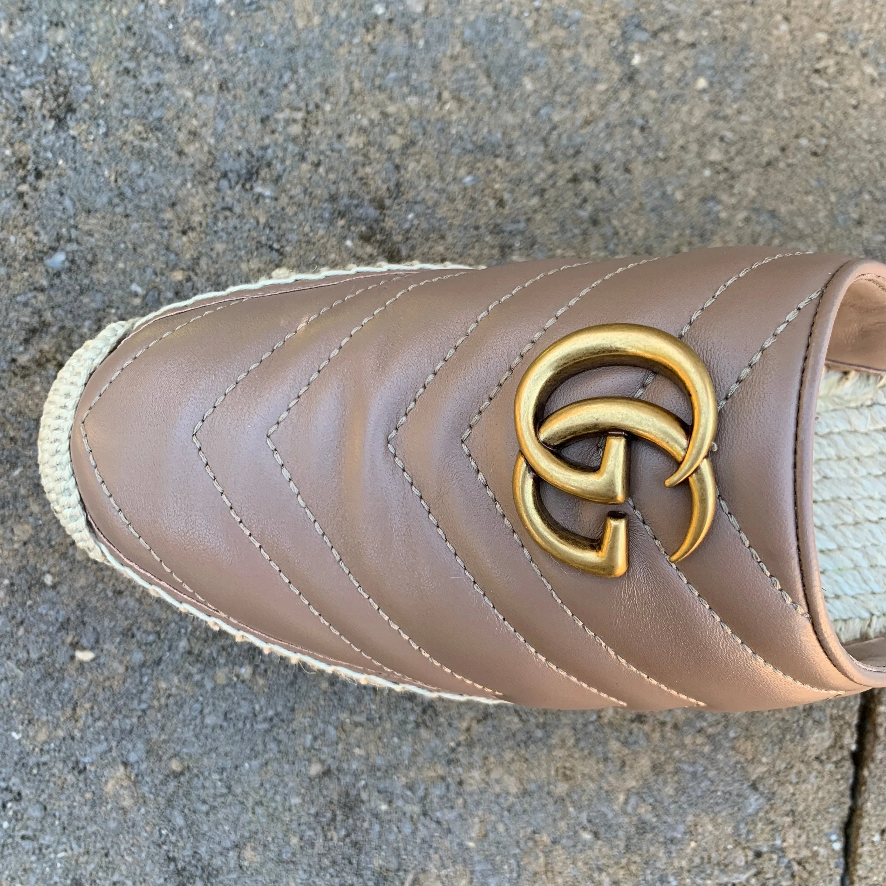 Gucci GG Pilar 50 Raffia And Leather Espadrilles in Porcelain Rose