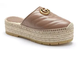 Gucci GG Pilar 50 Raffia And Leather Espadrilles in Porcelain Rose
