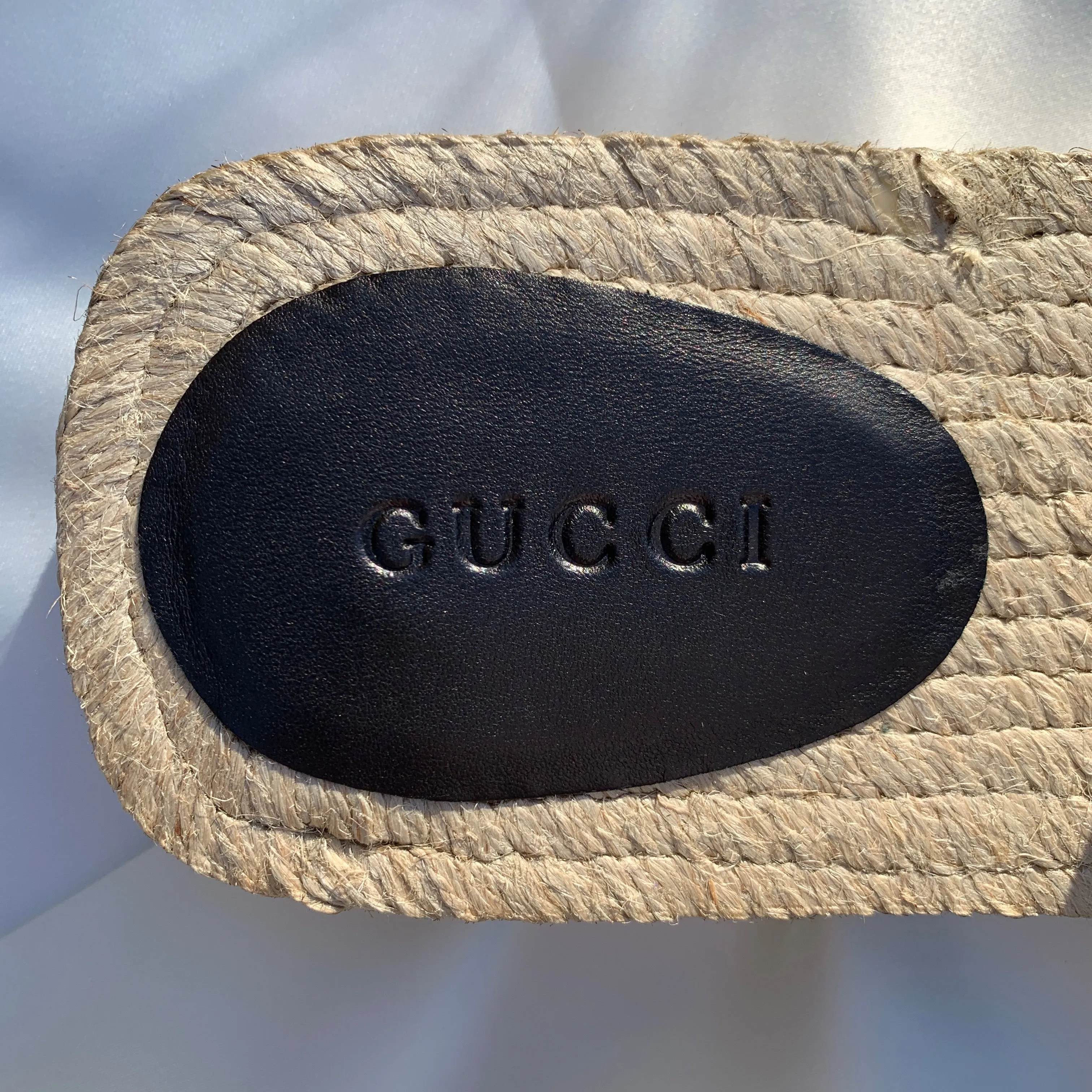 Gucci Horsebit Quilted Espadrille Slide Sandals in Black