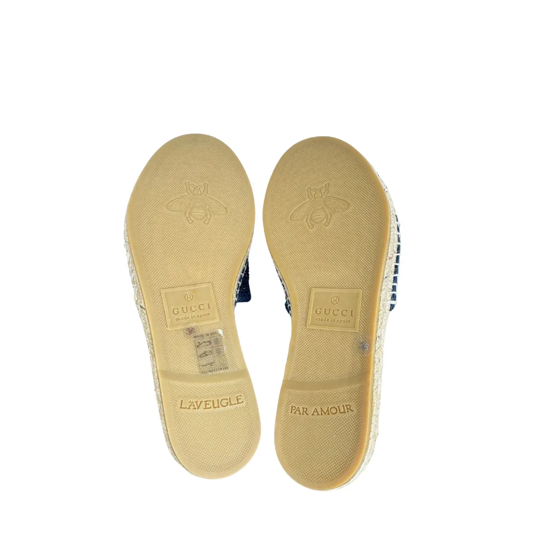 Gucci Pilar Denim Slide Espadrilles - Size 36