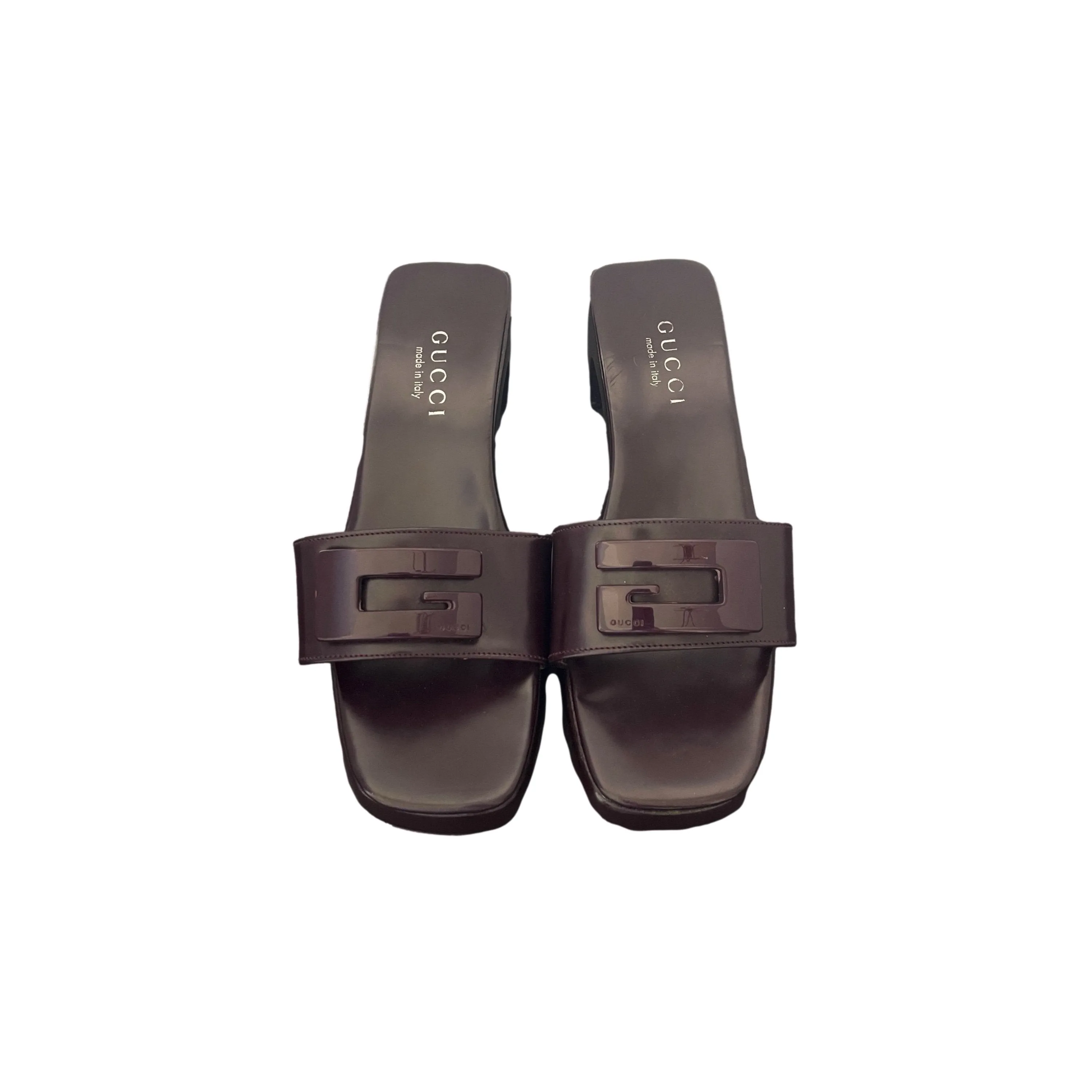 Gucci Plum Logo Block Heels