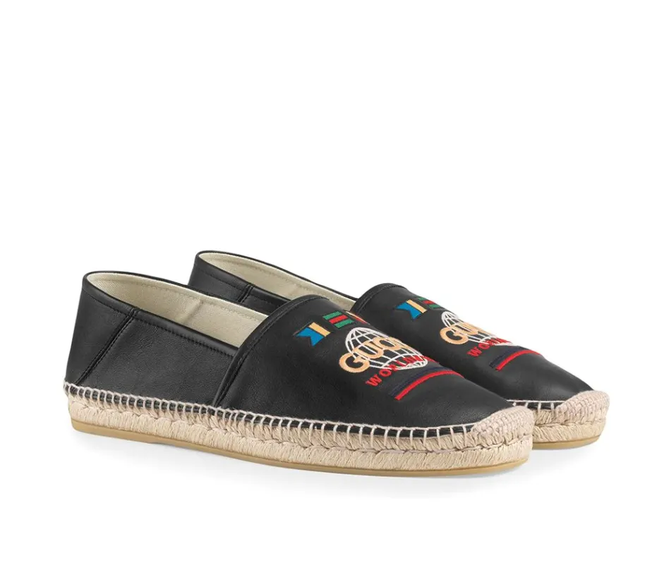 Gucci Worldwide Slip on Espadrilles in Black
