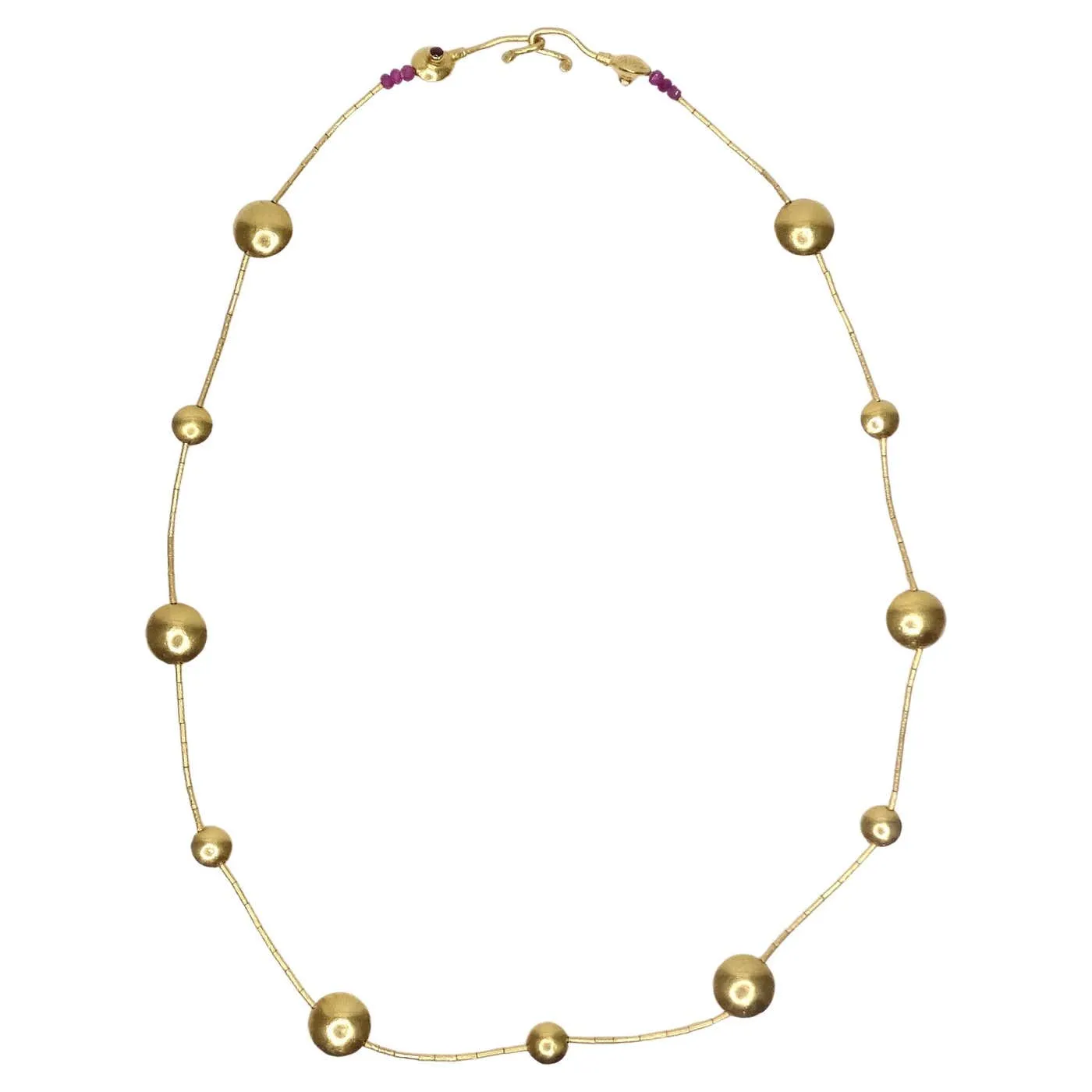 Gurhan 22k Gold Ruby Lentil Necklace