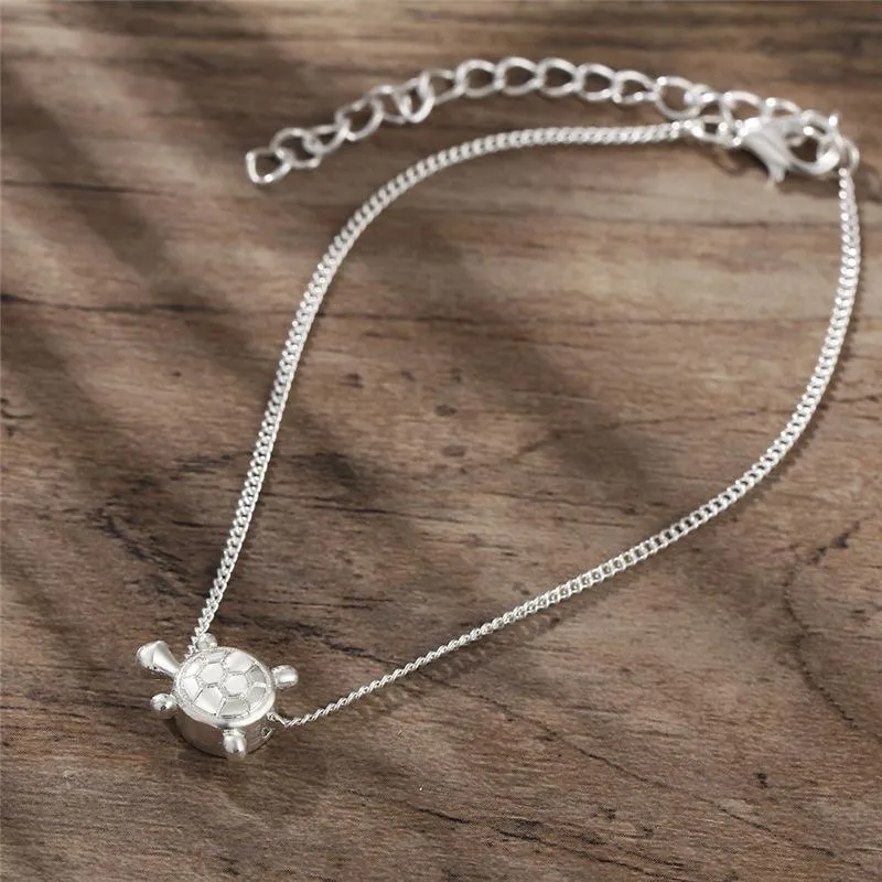 Handmade Silver Turtle Anklet