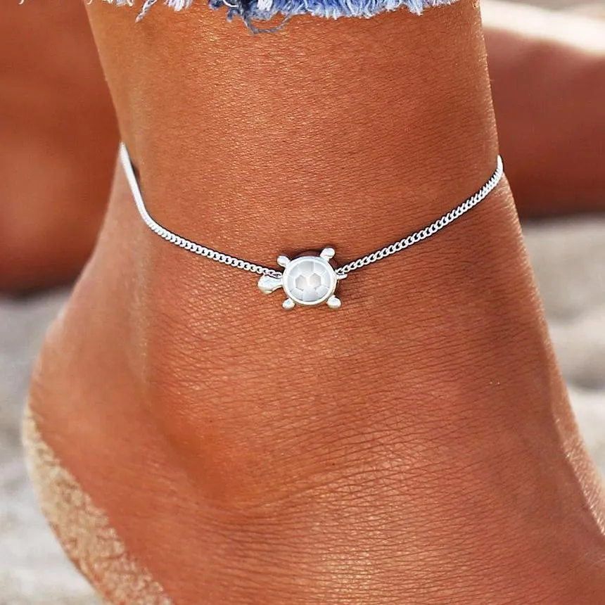 Handmade Silver Turtle Anklet