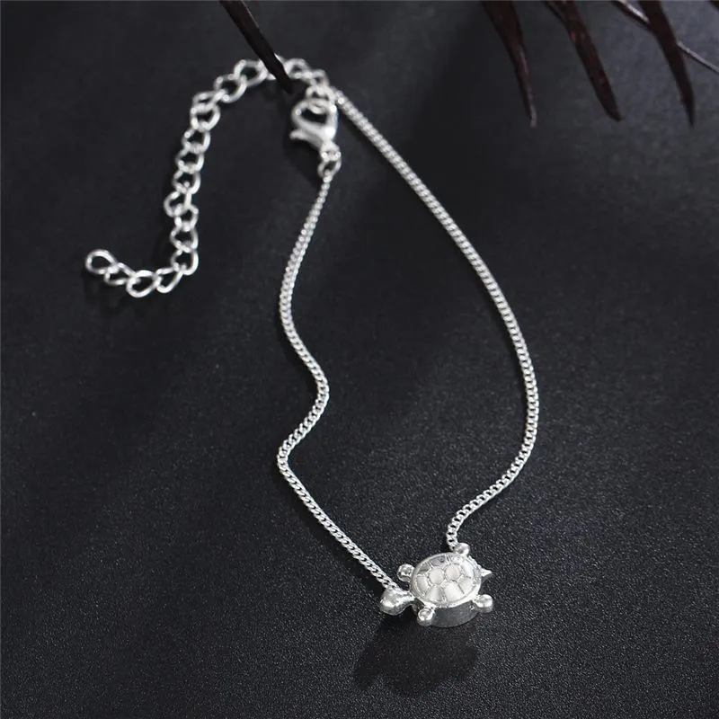 Handmade Silver Turtle Anklet