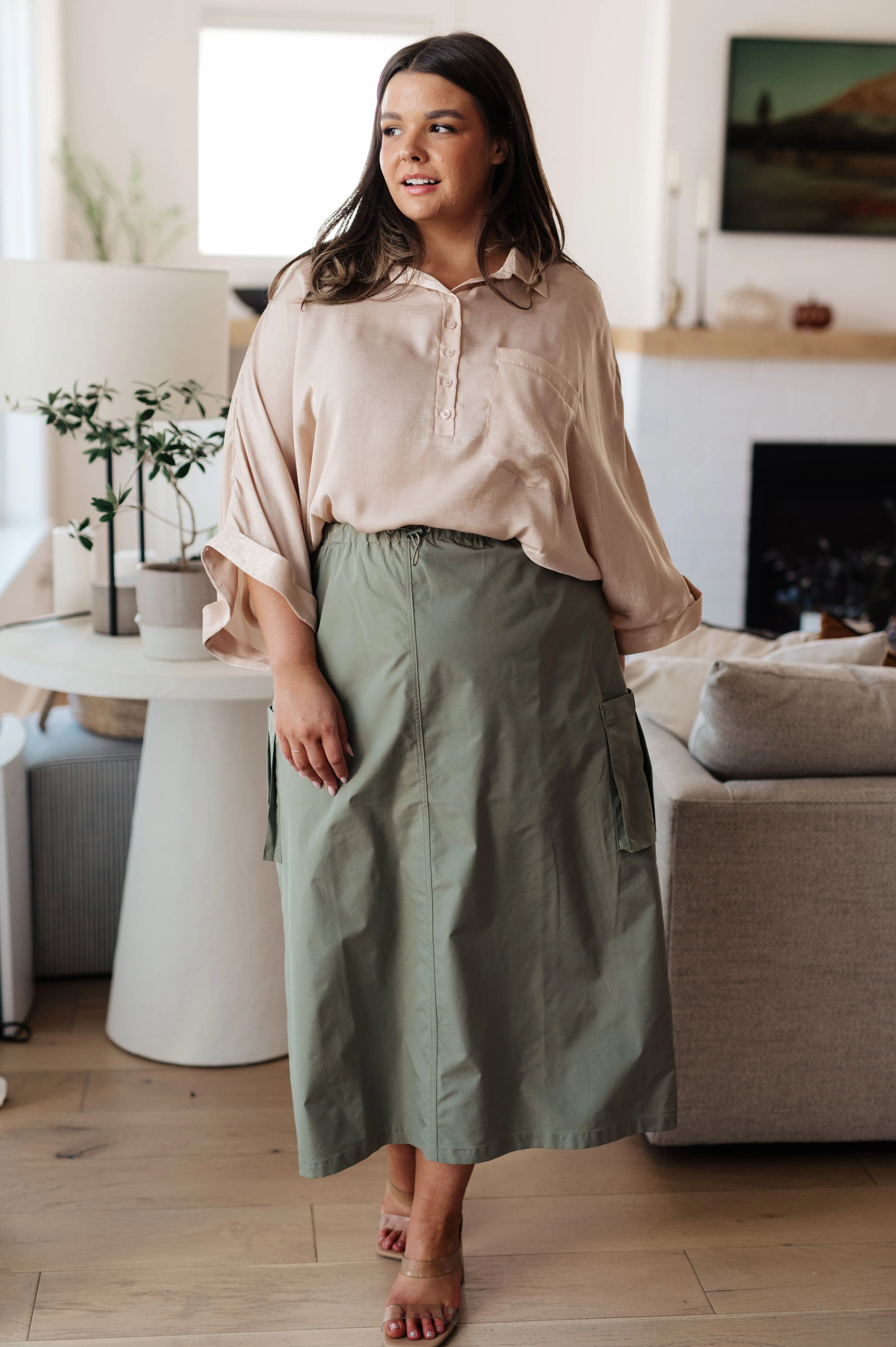 In Your Thoughts Oversized Dolman Sleeve Top in Champagne!