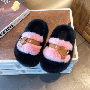 INSTOCK - Girls' outer wear flat fur slippers 2025