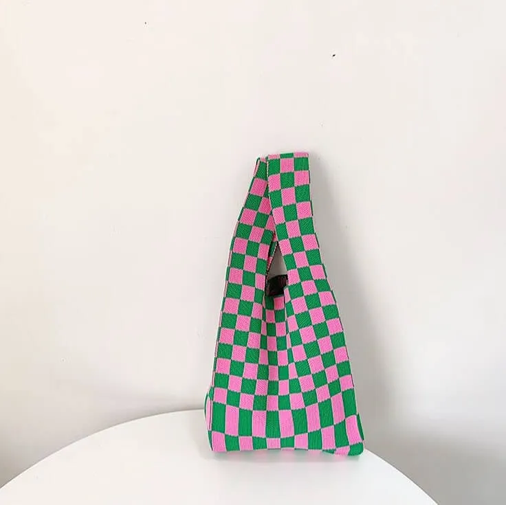 Ivy Knit Checkered Tote Bag