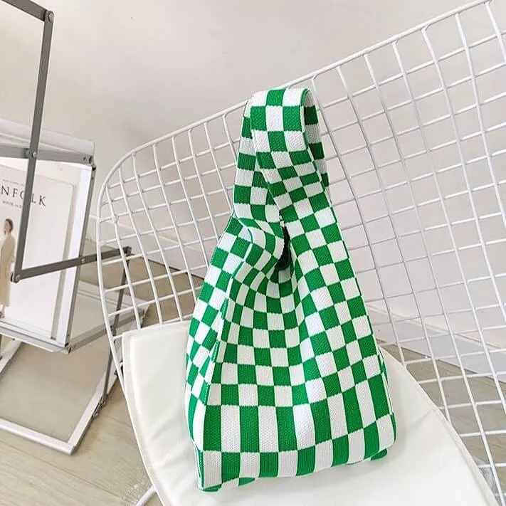 Ivy Knit Checkered Tote Bag