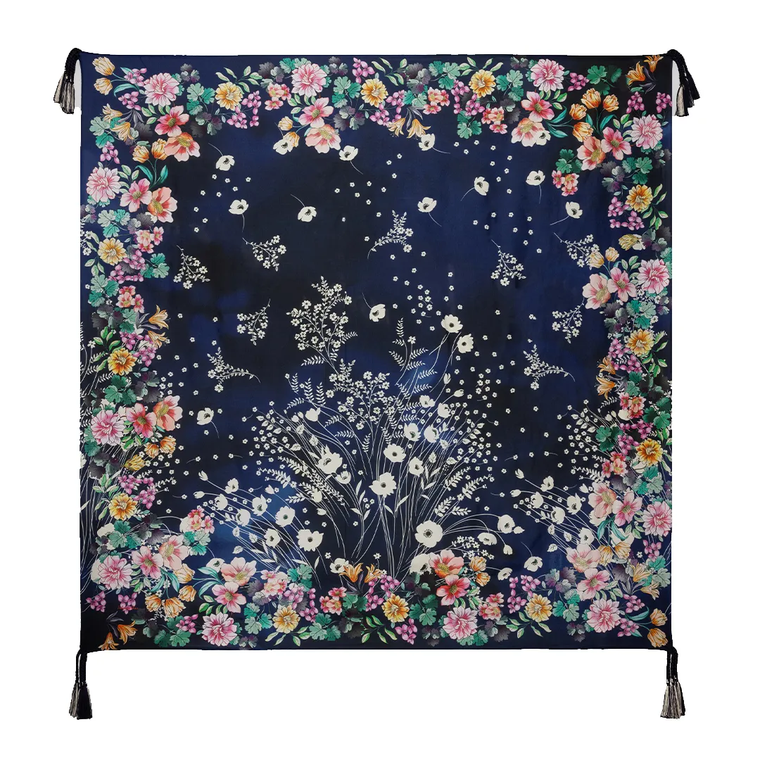 Johnny Was Janie Favorite Puff Sleeve Top Bursting Floral Navy Blue Tee Shirt New