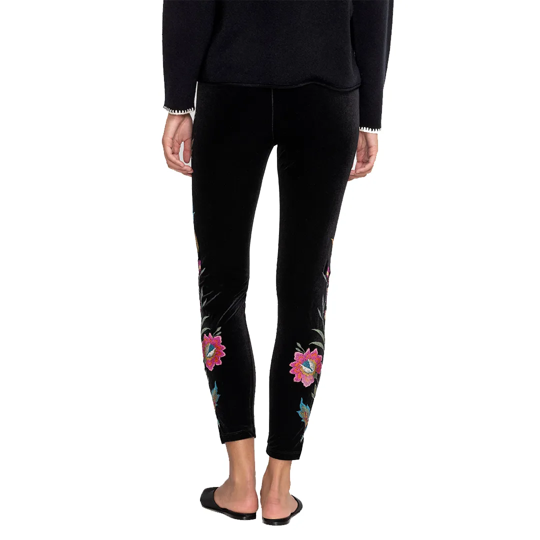Johnny Was Sidonia Velvet Legging Pant Special Floral Embroidery Pants Black NEW