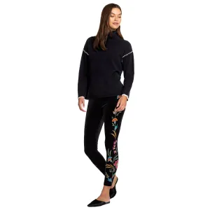 Johnny Was Sidonia Velvet Legging Pant Special Floral Embroidery Pants Black NEW
