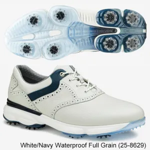 Johnston and Murphy XC4 GT1-Luxe Golf Shoes 8.5 White/Navy Waterproof Full Grai M