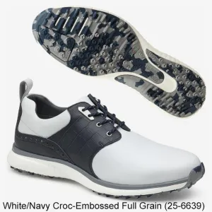 Johnston and Murphy XC4 H2-Luxe Hybrid Saddle Golf Shoes 8.5 Limited Edition White/Navy Croc M/W