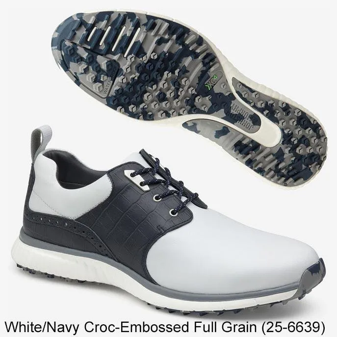 Johnston and Murphy XC4 H2-Luxe Hybrid Saddle Golf Shoes 8.5 Limited Edition White/Navy Croc M/W