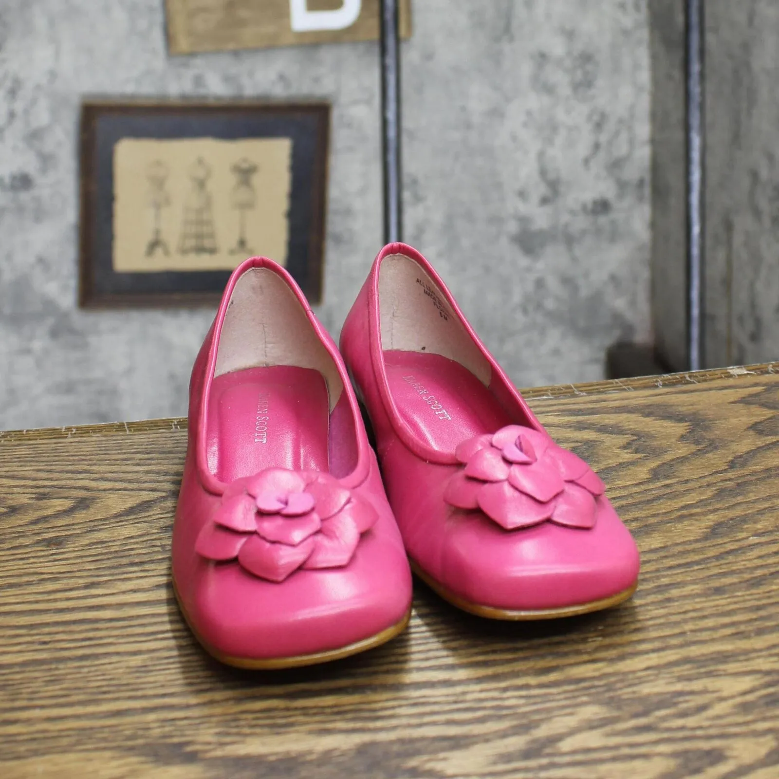 Karen Scott Womens Vintage Floral Leather Flats 1673e4fb8de0e6 Pink 6M