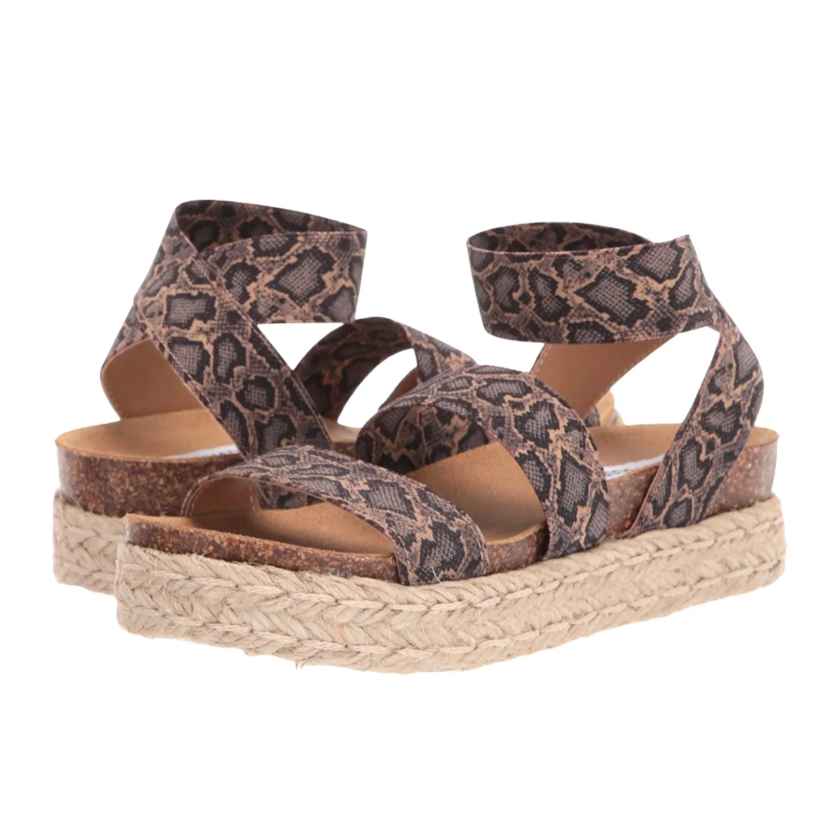 KIMMIE Espadrille Flatform Heel Double Strap Sandals