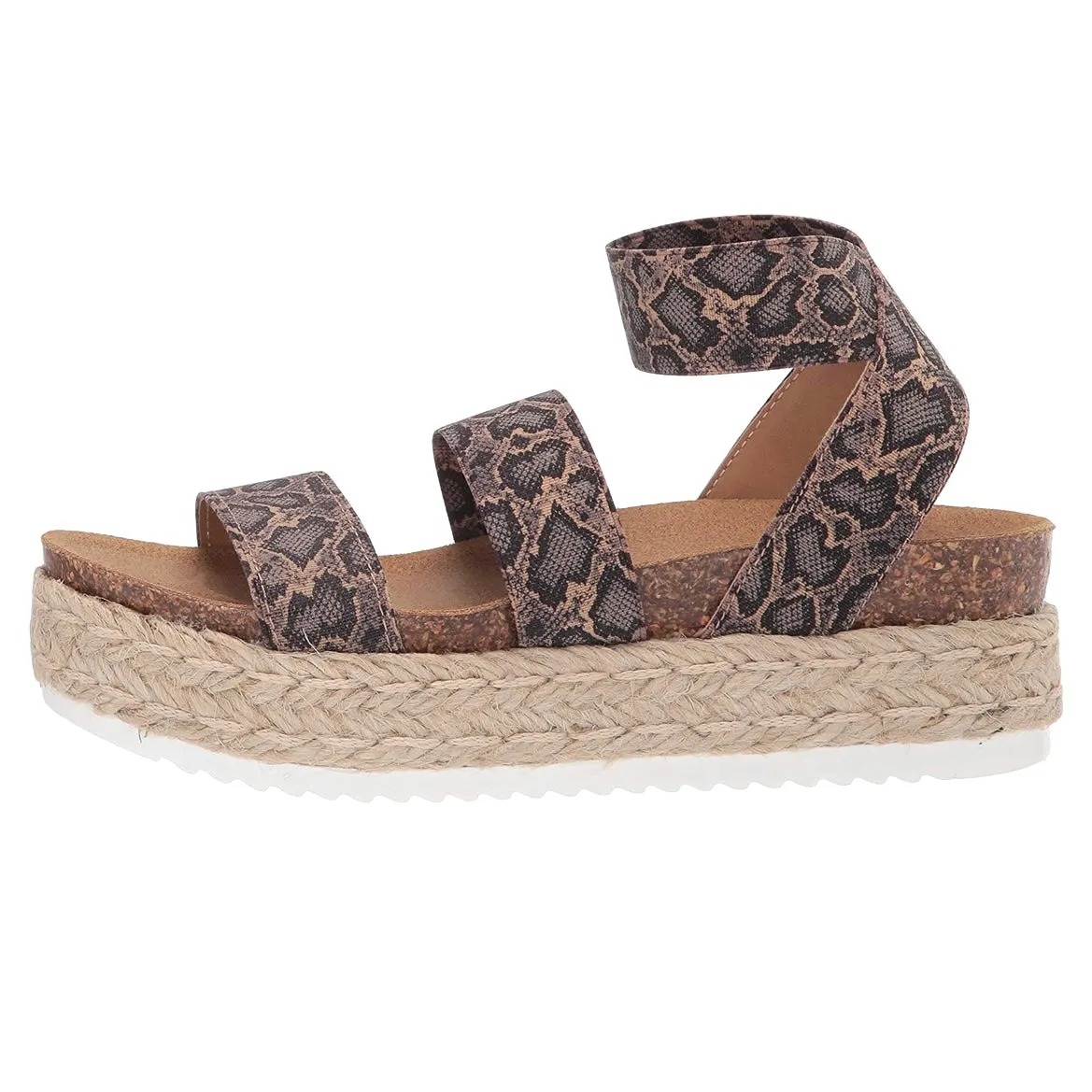 KIMMIE Espadrille Flatform Heel Double Strap Sandals