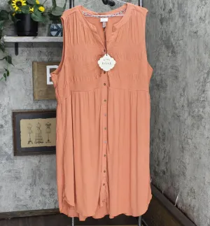 Knox Rose Plus Size Sleeveless Smocked Button-Down Dress 83895508 Brown 2X