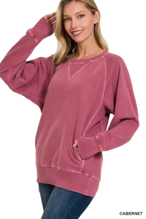 Lake Nights Long Sleeve Sweater in Burgundy * on sale