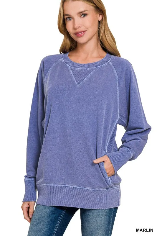 Lake Nights Long Sleeve Sweater in Marlin Blue