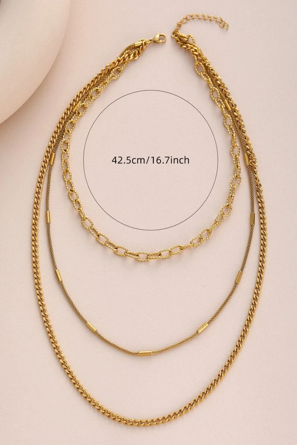 Layered Triple Chain Necklace In Gold