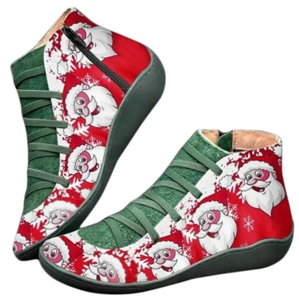 Leather Waterproof Vintage Boots Ladies Side Zippers Short Boots