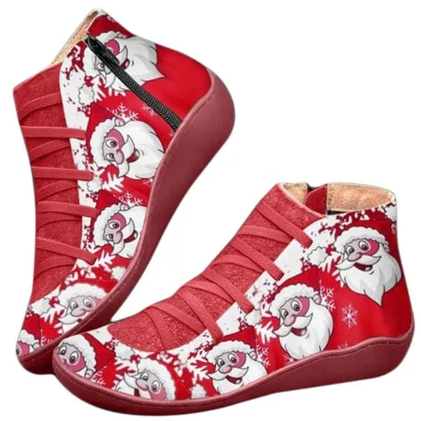 Leather Waterproof Vintage Boots Ladies Side Zippers Short Boots
