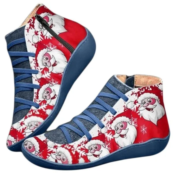 Leather Waterproof Vintage Boots Ladies Side Zippers Short Boots