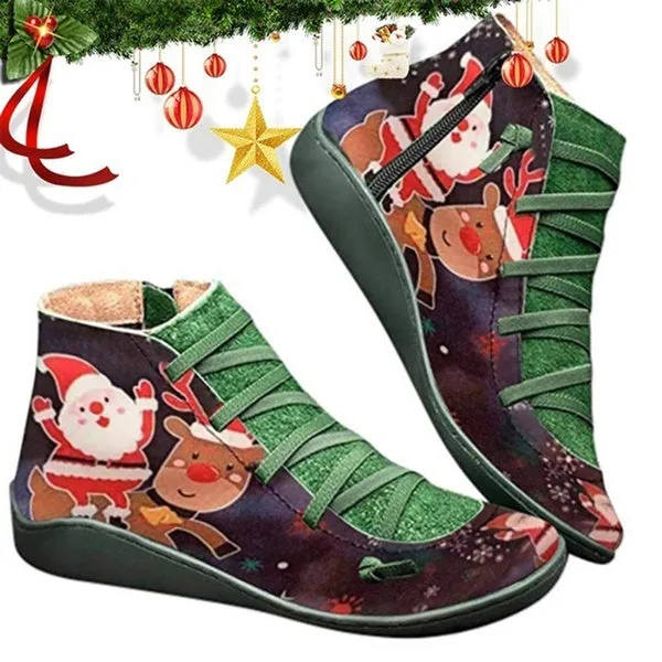 Leather Waterproof Vintage Boots Ladies Side Zippers Short Boots