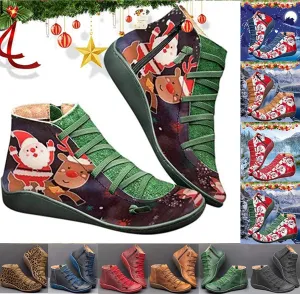 Leather Waterproof Vintage Boots Ladies Side Zippers Short Boots