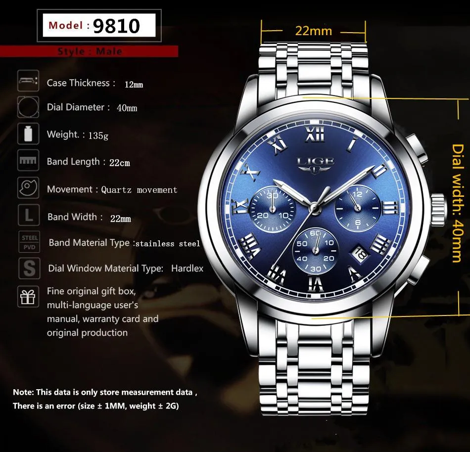 LG9810 - Sport Chronograph Waterproof Full Steel Quartz Watch