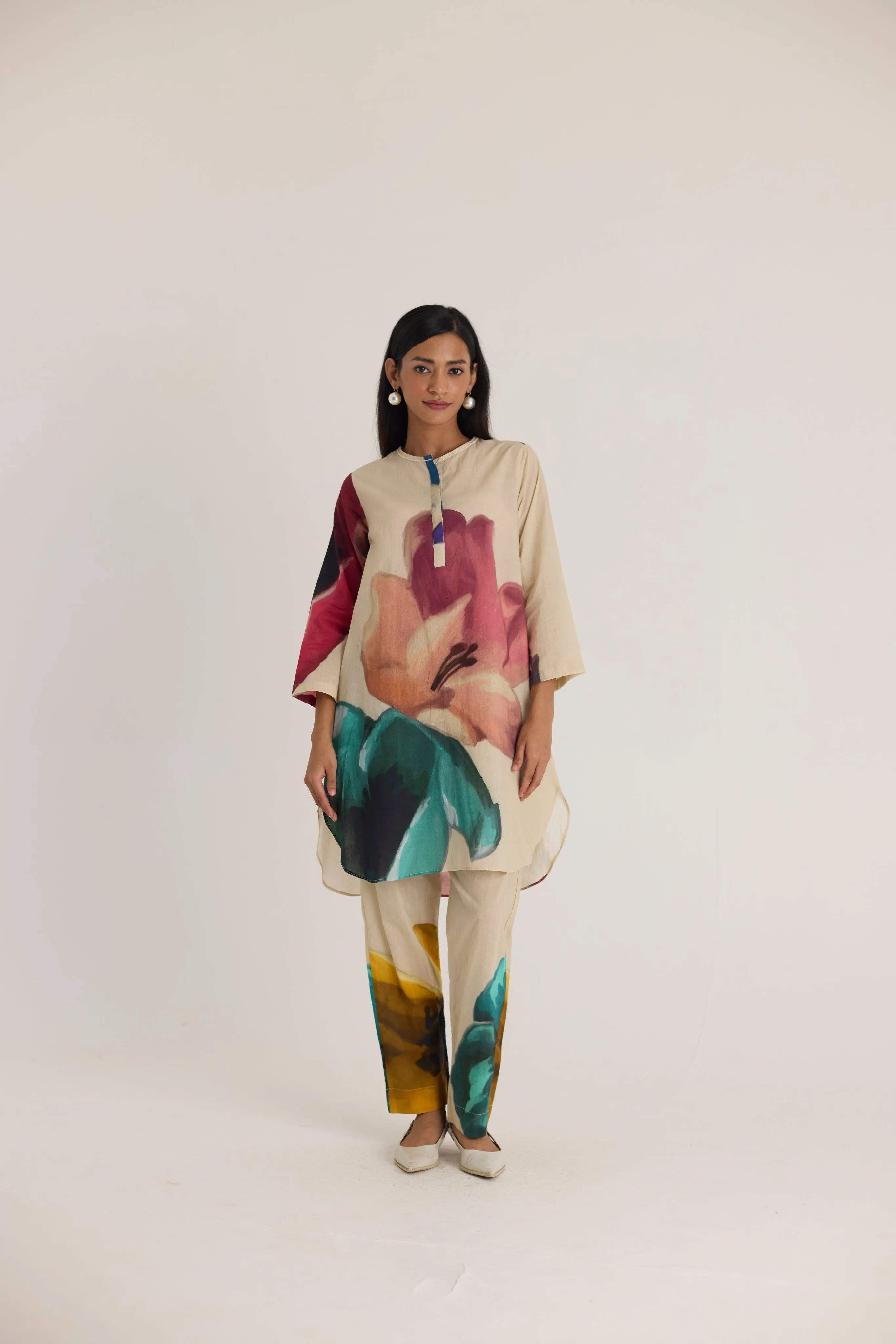 Lila Cotton Short Kurta Set