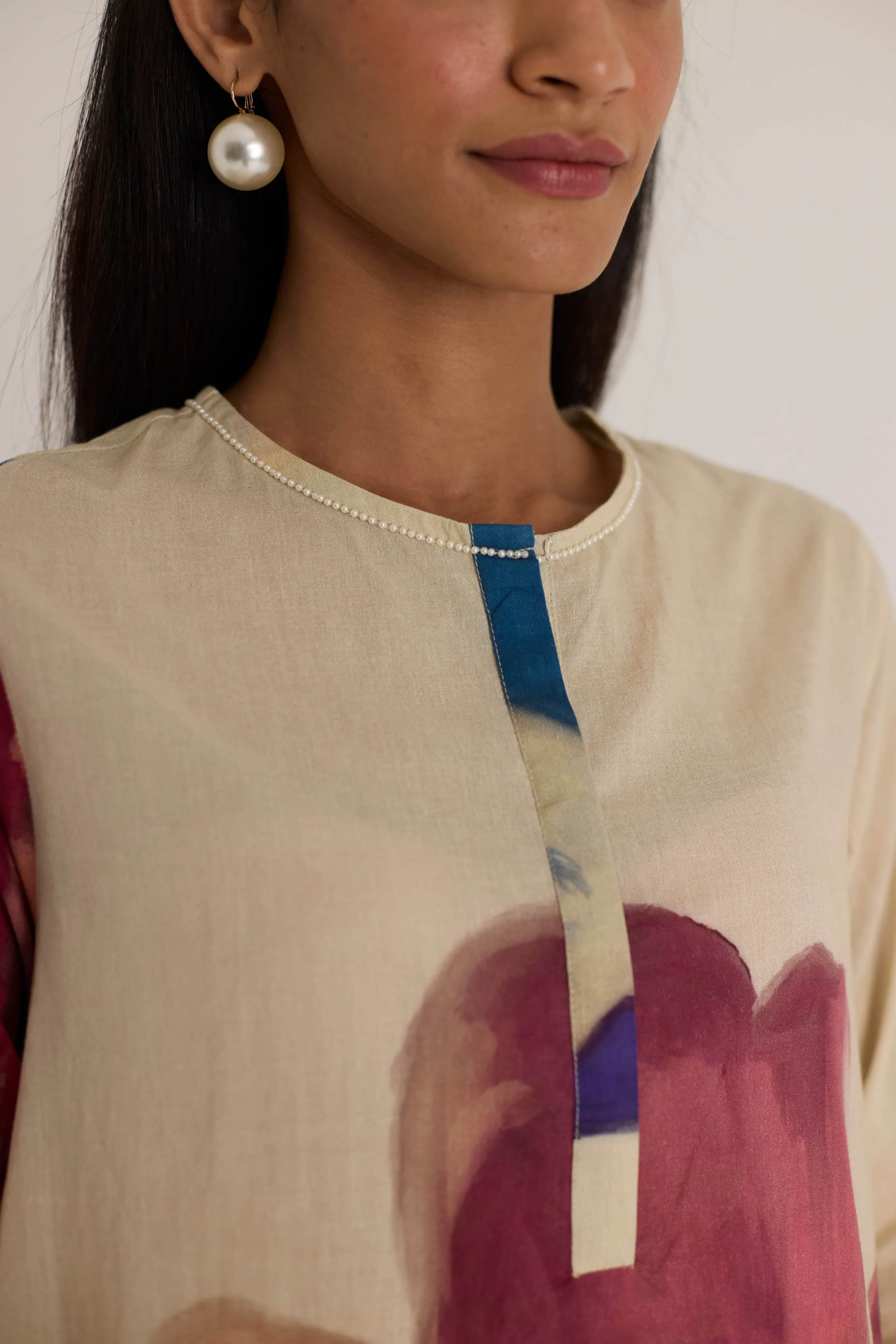 Lila Cotton Short Kurta Set