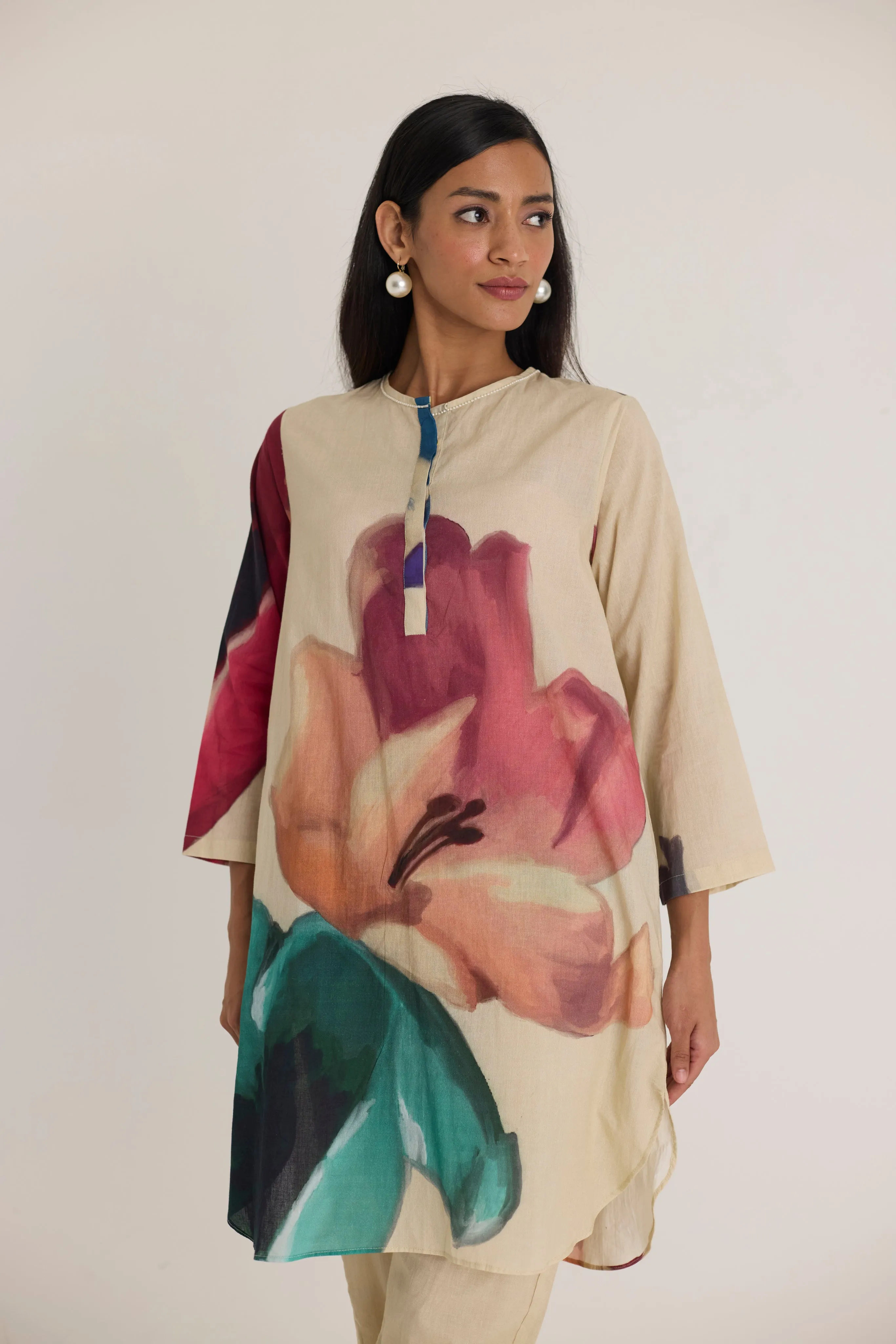 Lila Cotton Short Kurta Set