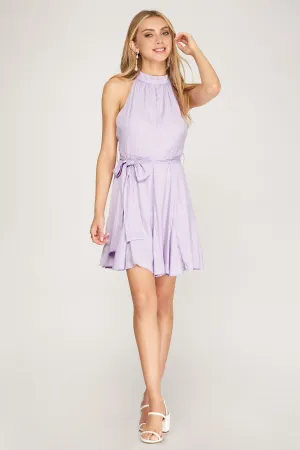 LILA MOCK NECK STRAPLESS SWING MINI DRESS