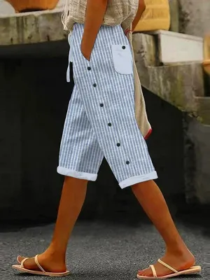 Lora™ - Buttoned Striped Pants