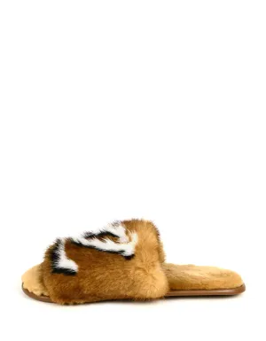 Louis Vuitton NEW Beige Mink Fur Homey Slippers sz 39-40